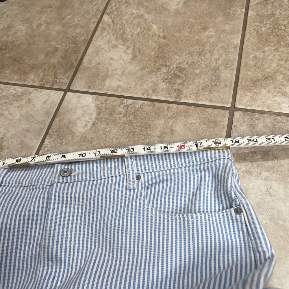 Abercrombie & Fitch 90s Relaxed High Rise Hickory Stripe Jeans Blue White 16LONG - Picture 3 of 13